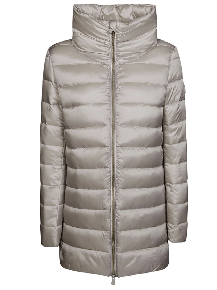 Save The Duck Padded High-collar Jacket With Quilted Texture In Gray