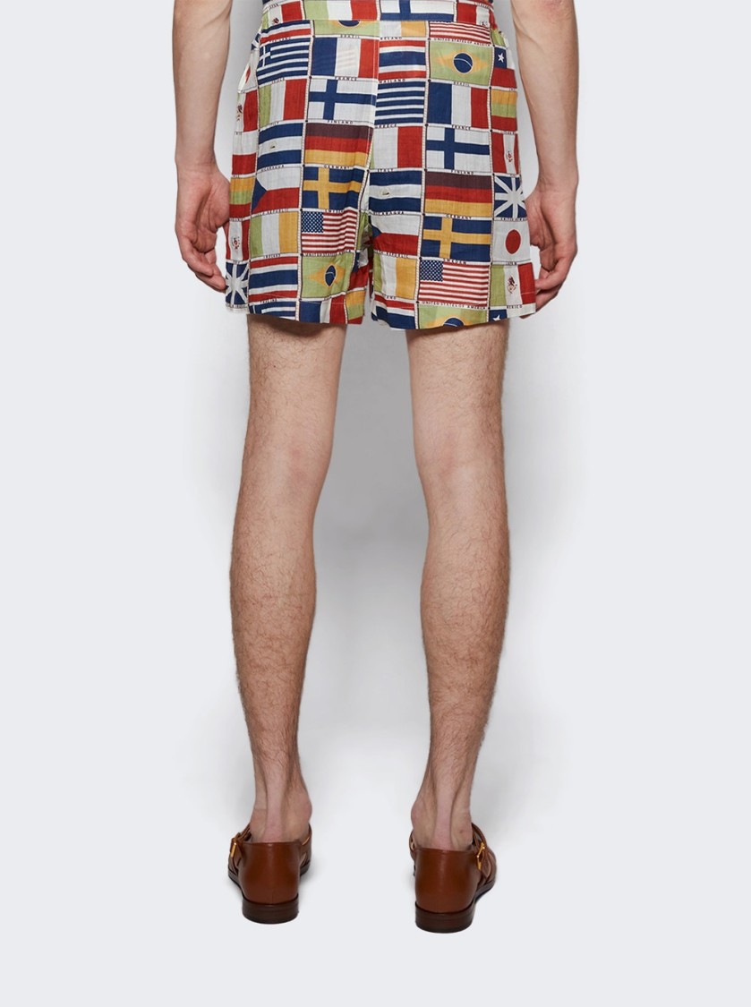Bode International Straight-leg Printed Linen Shorts In Multicolor