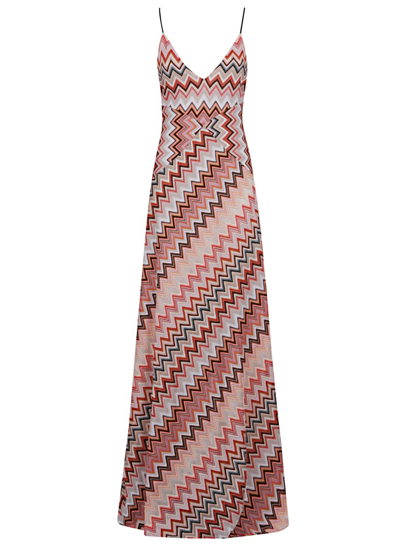 Shop Missoni Fitted Sleeveless Long Dress In Pink