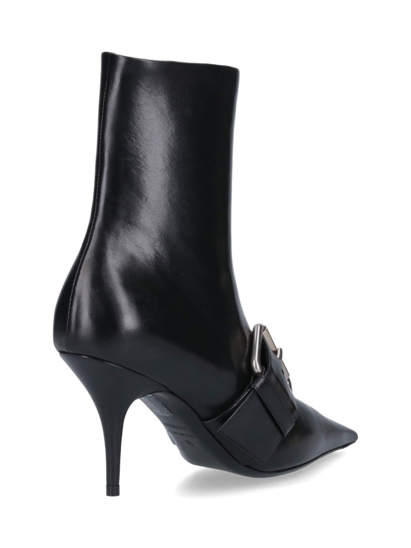 Balenciaga Women Leather Ankle Boots With Maxi Buckle In Black