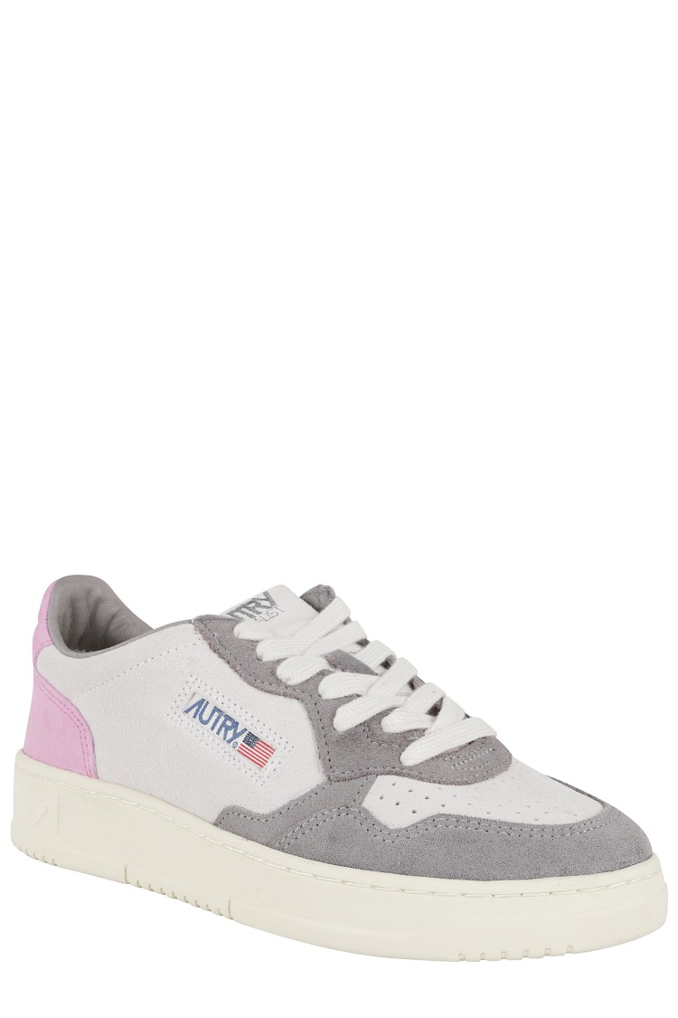 Shop Autry Medalist Light Grey Suede Sneakers In White