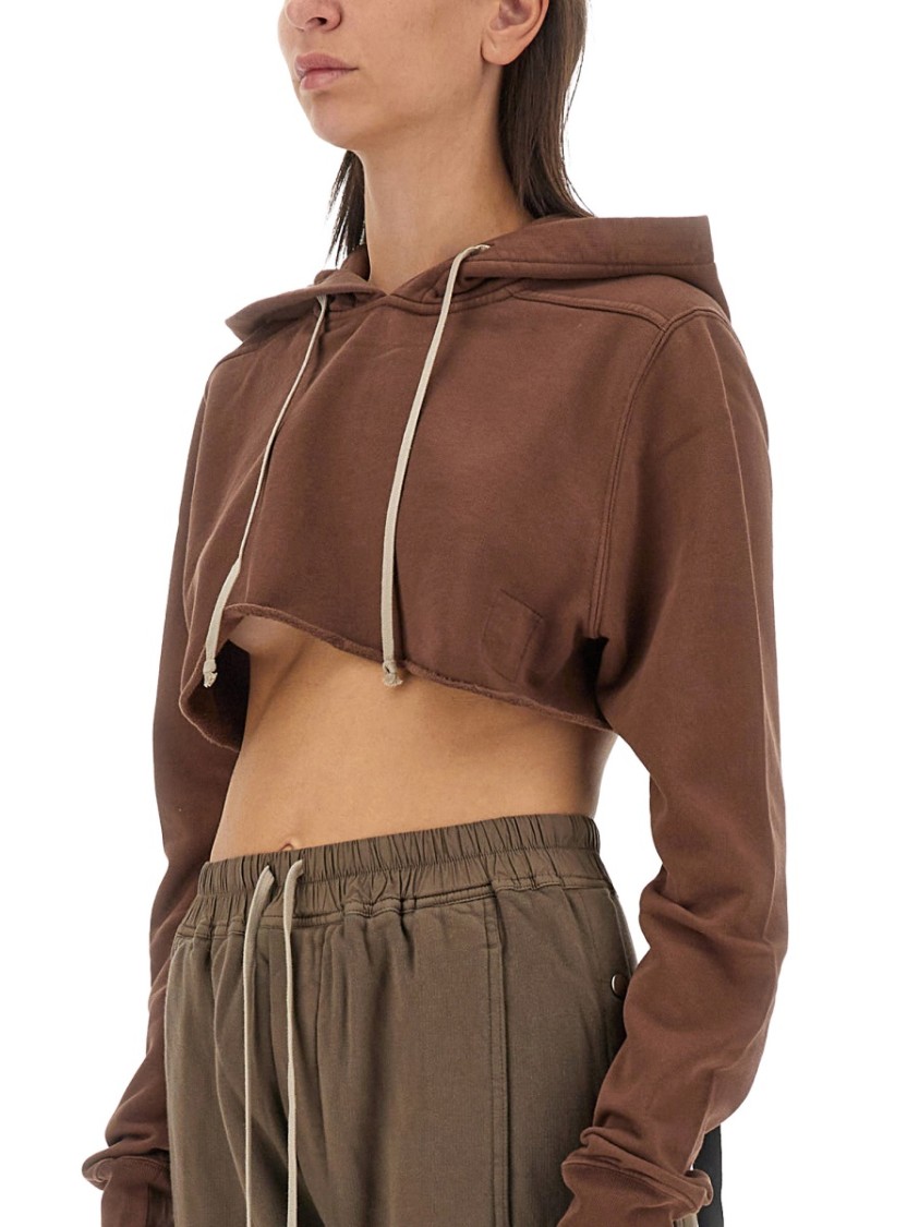 Shop Rick Owens Drkshdw Drkshdw By Rick Owens Relaxed Brown Cropped Sweatshirt