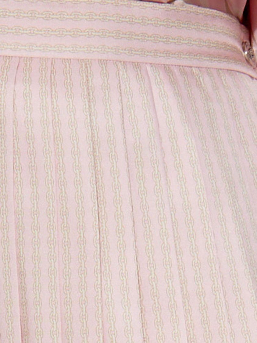 Shop Versace Pleated Silk Skirt With Subtle Sheen