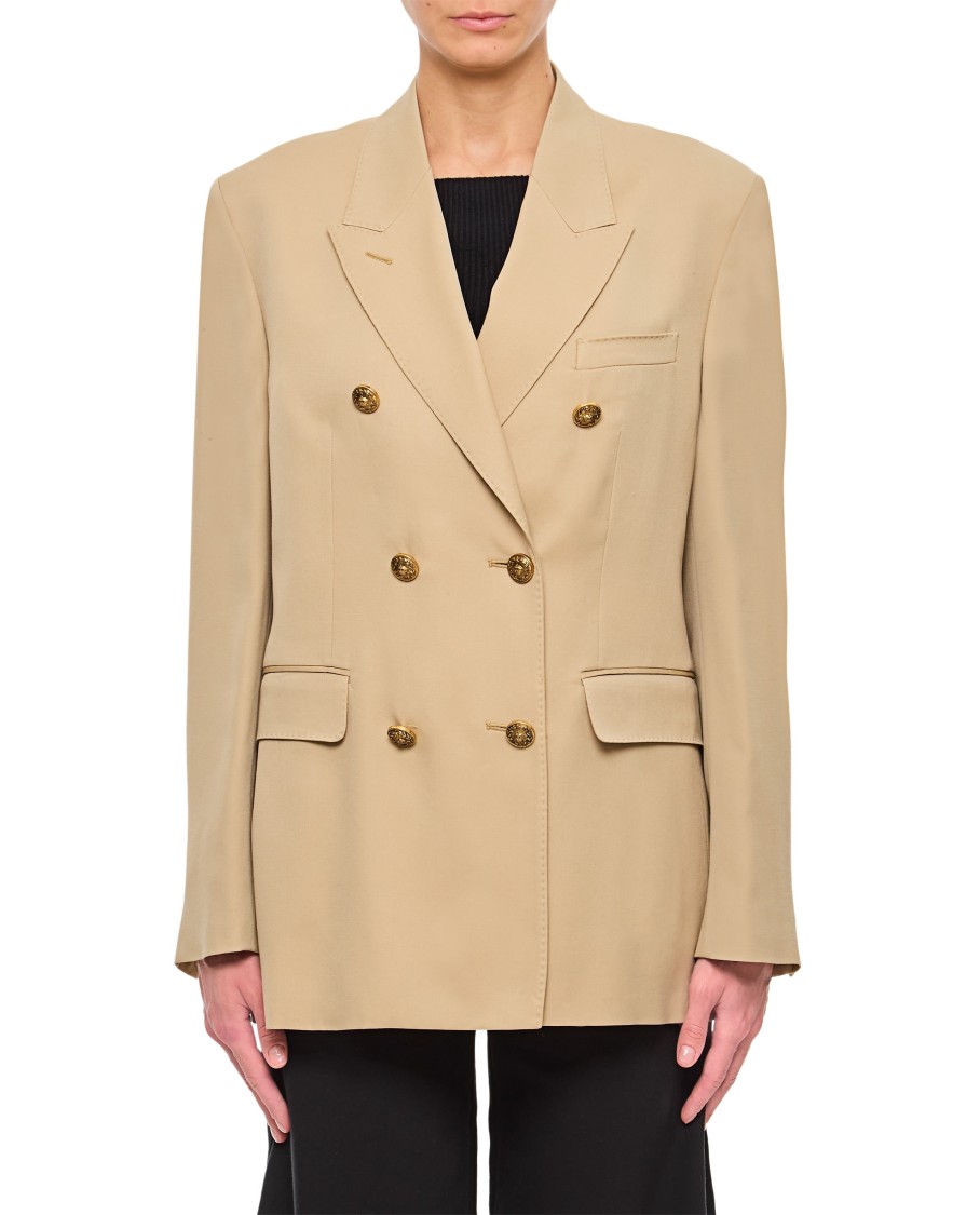 Golden Goose Golden Wool Double Breasted Blazer In Neutrals