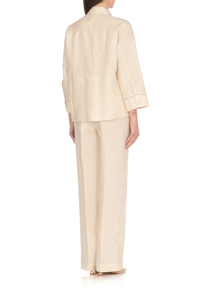 Shop Peserico Ivory Linen Shirt In Neutrals