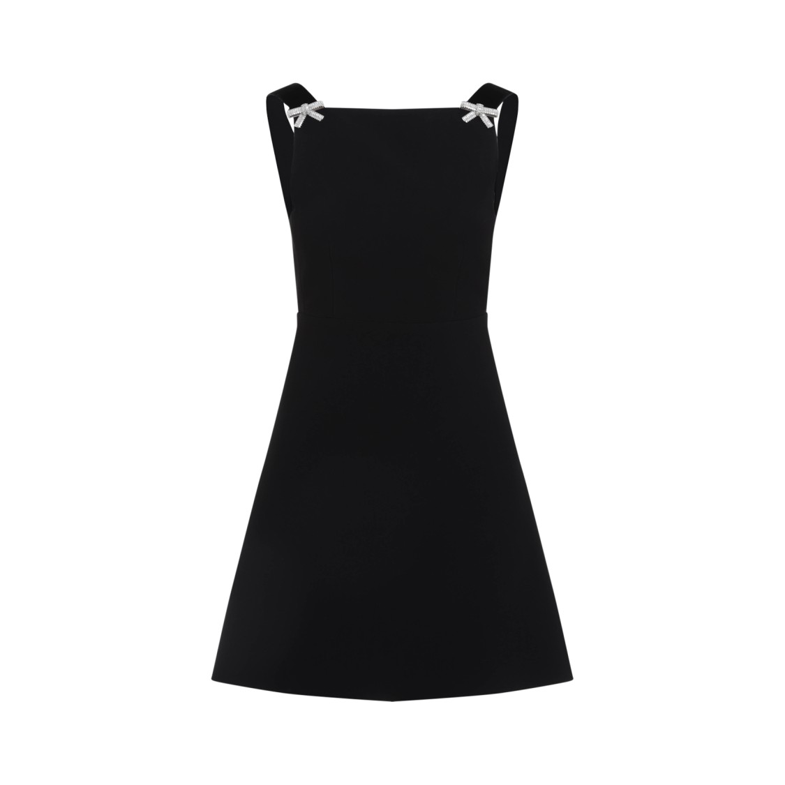 Shop Prada Black Bow Crystal Mini Dress