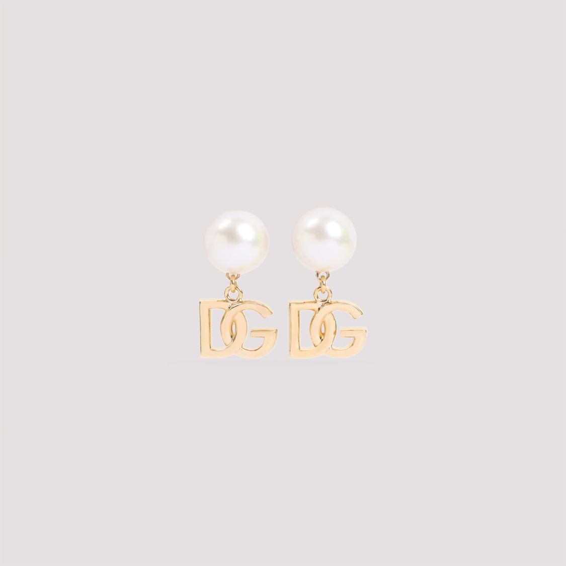 Dolce & Gabbana Metallic Finish Earrings With Pearl Accent