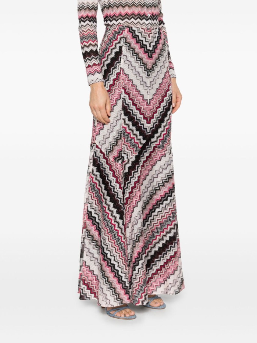 Missoni Multicolor Pink And Brown Long Skirt In Grey