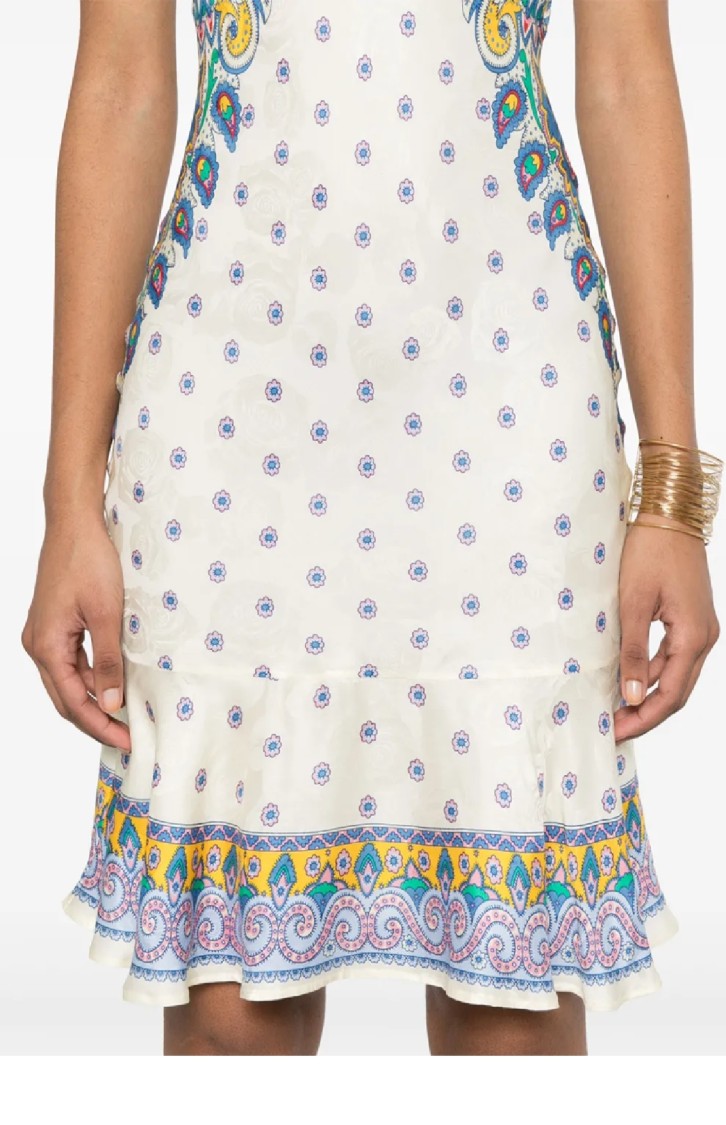 Etro Patterned Mini Dress With Ruffled Hem