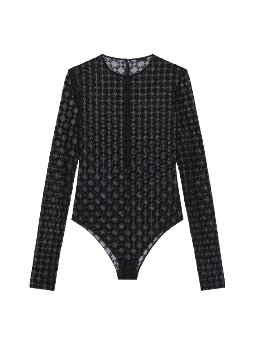 Shop Givenchy Monogram Tulle Bodysuit