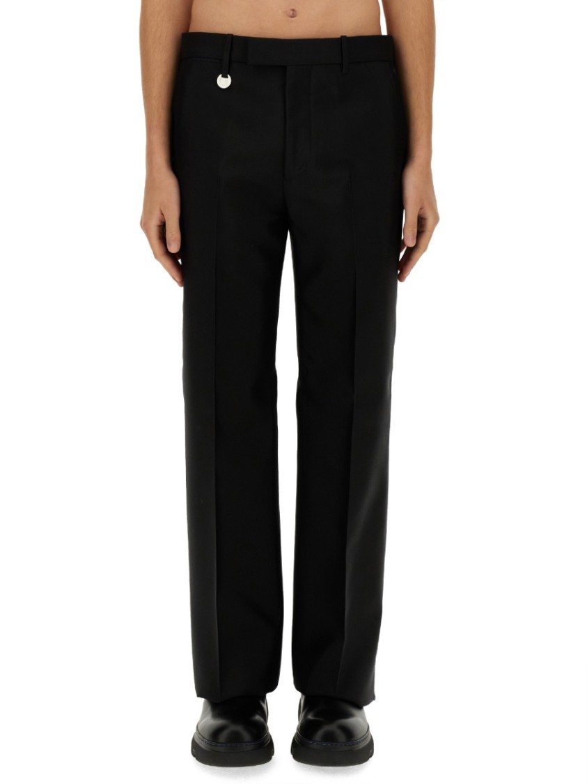 Burberry Suit Pants In Navy Blue Wool. Straight-leg Cut. Zippered Closure And Belt Clip. In Black