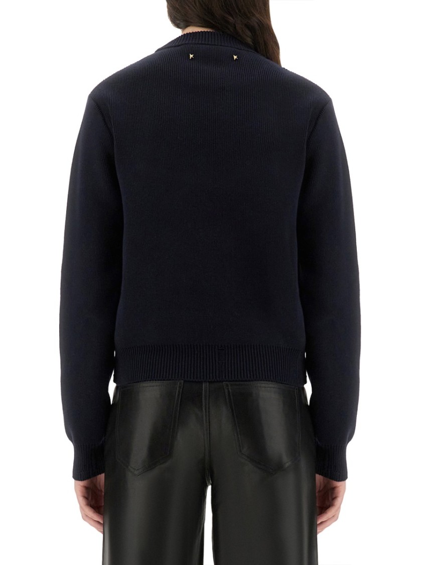 Golden Goose Cotton Jersey Crew Neck Long Sleeves In Black