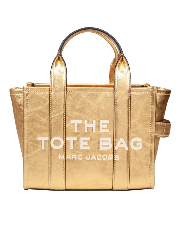 トートバッグ Marc Jacobs The Small Tote In Laminated Leather Color Gold Marc Jacobs The Small Tote In Laminated Leather Color Gold