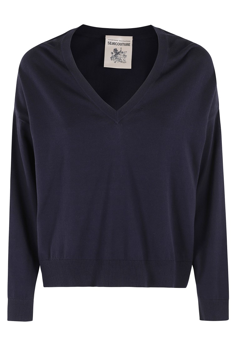 Shop Semicouture Semi Couture Morgane Boxy-fit Lightweight Cotton Sweater In Black