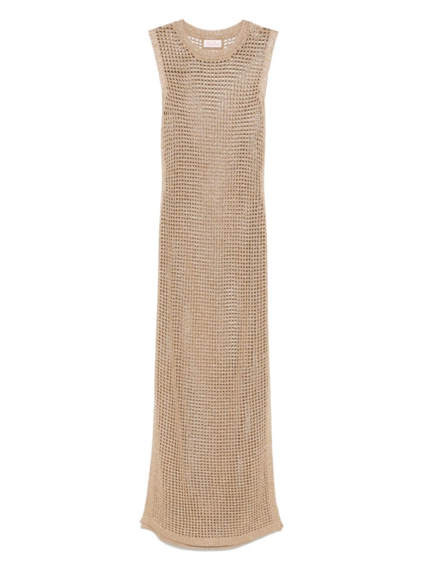 Shop Mc2 Saint Barth Beige Crochet Cover-up With Flattering Side Slits