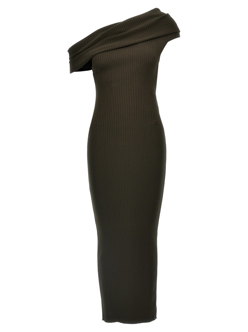 Courrèges Twist Rib Knit Long Dresses In Black