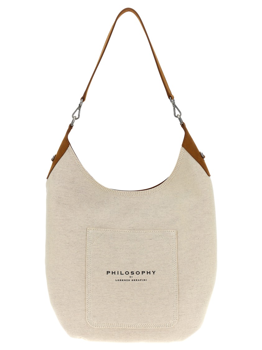 Philosophy Di Lorenzo Serafini Canvas Shoulder Bag In Neutral