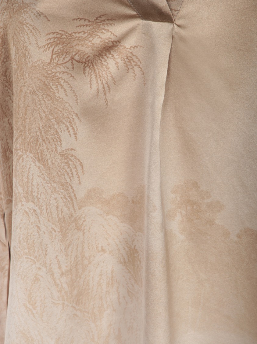 Shop Pierre-louis Mascia Beige Top With Deep V-neckline In Neutrals
