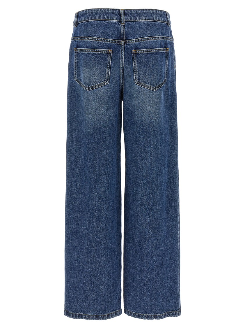 Moschino Wide-leg Denim Jeans With Teddy Button Closure In Blue
