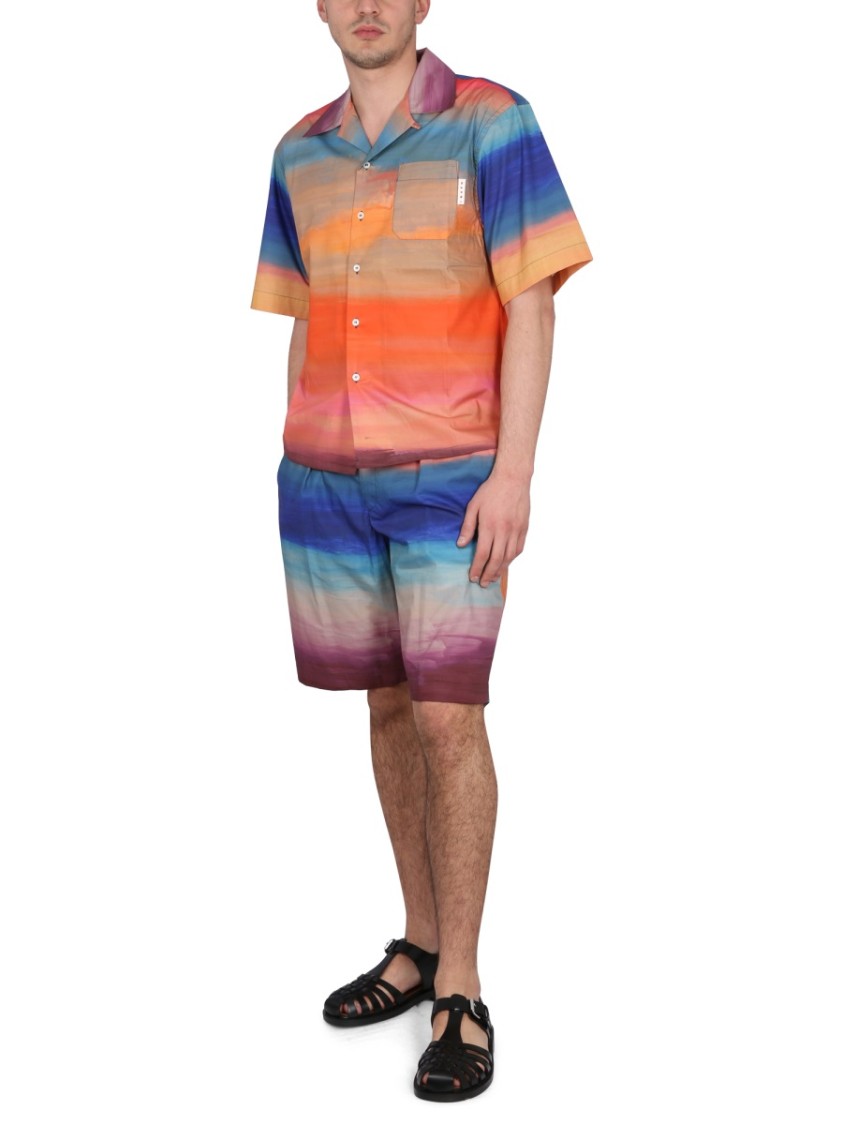 MARNI MARNI KNEE-LENGTH COTTON BERMUDA SHORTS WITH GRADIENT DESIGN
