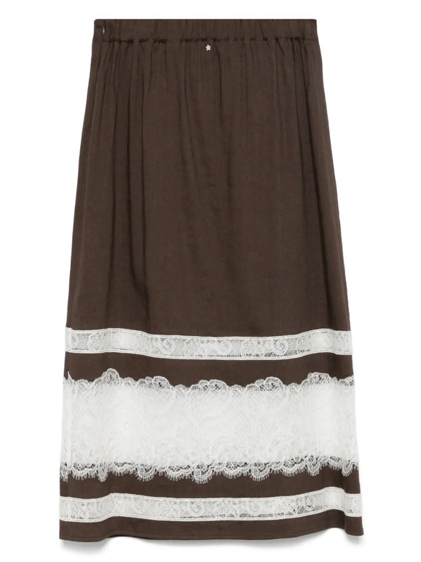 Lorena Antoniazzi Midirock Mit Spitzendetail In Brown