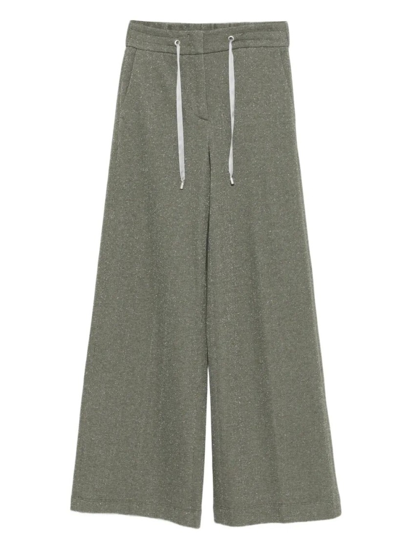 Peserico Wide-leg Pants With Drawstring Waist In Gray