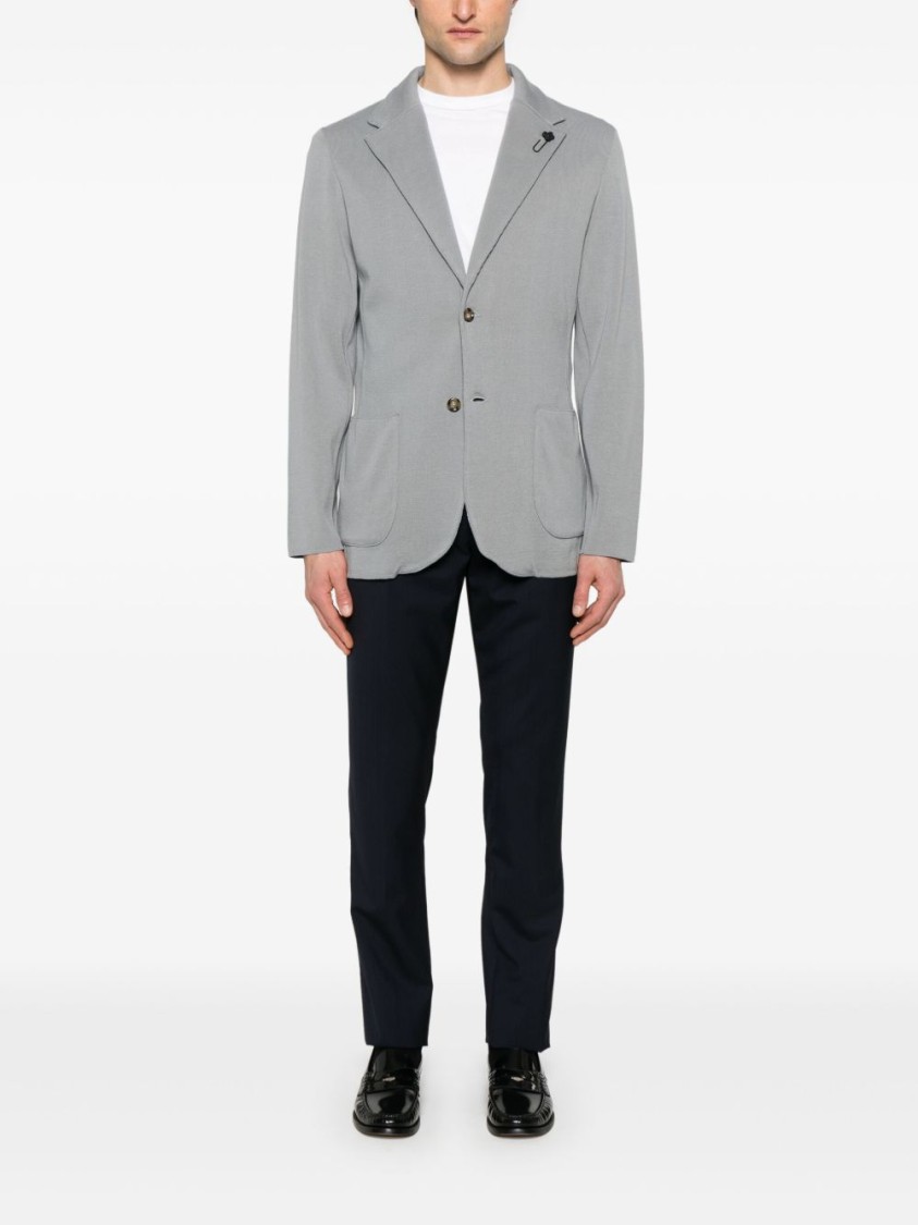 Lardini Medium Grey Cotton Jacket With Notched Lapels In Grey