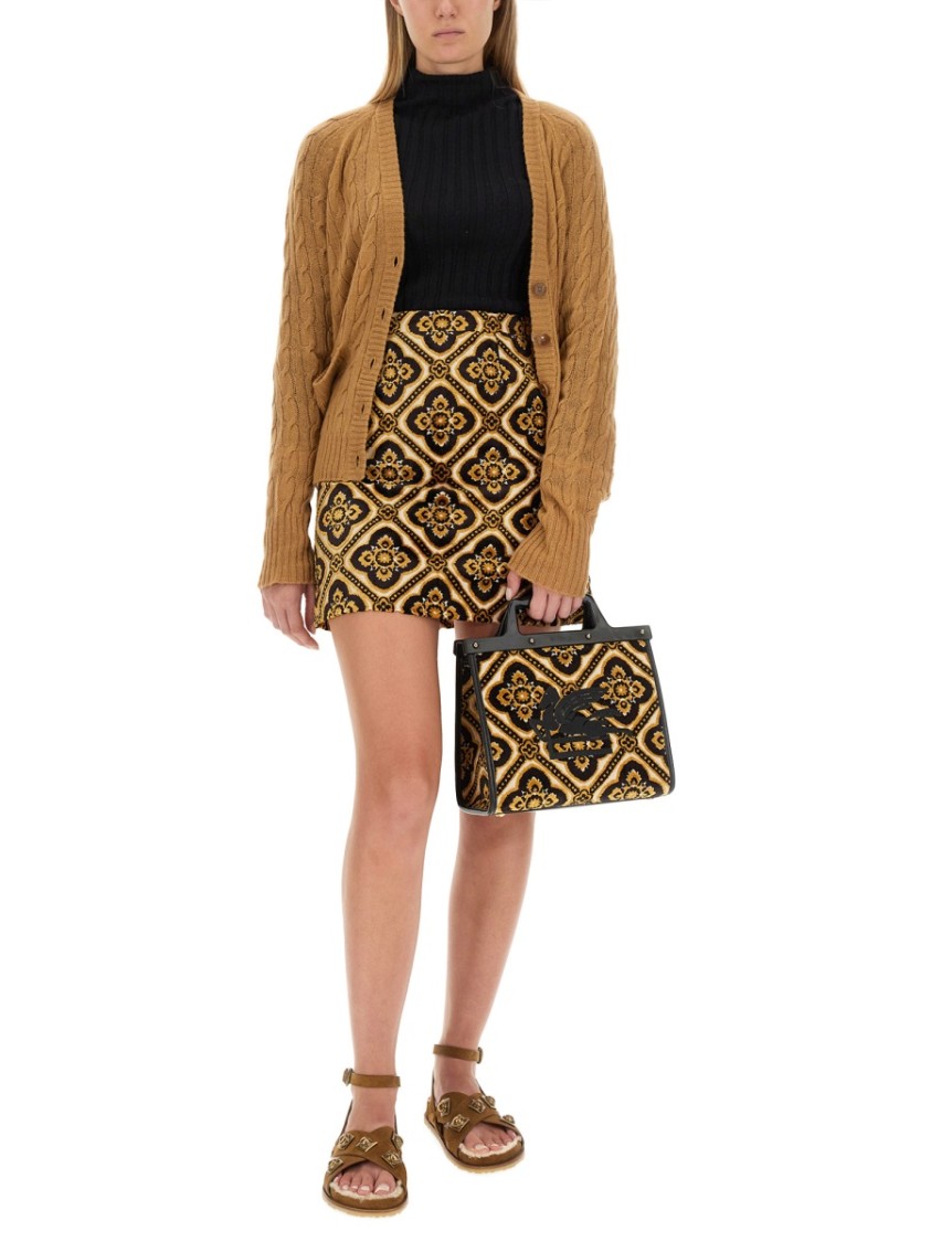 Etro Cable Knit V-neck Cardigan Pockets