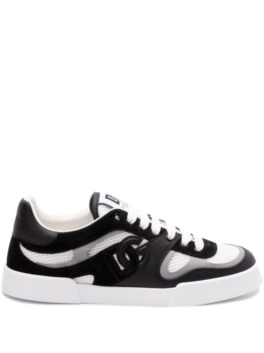Dolce & Gabbana Round Head Low-cut Sneakers In Black