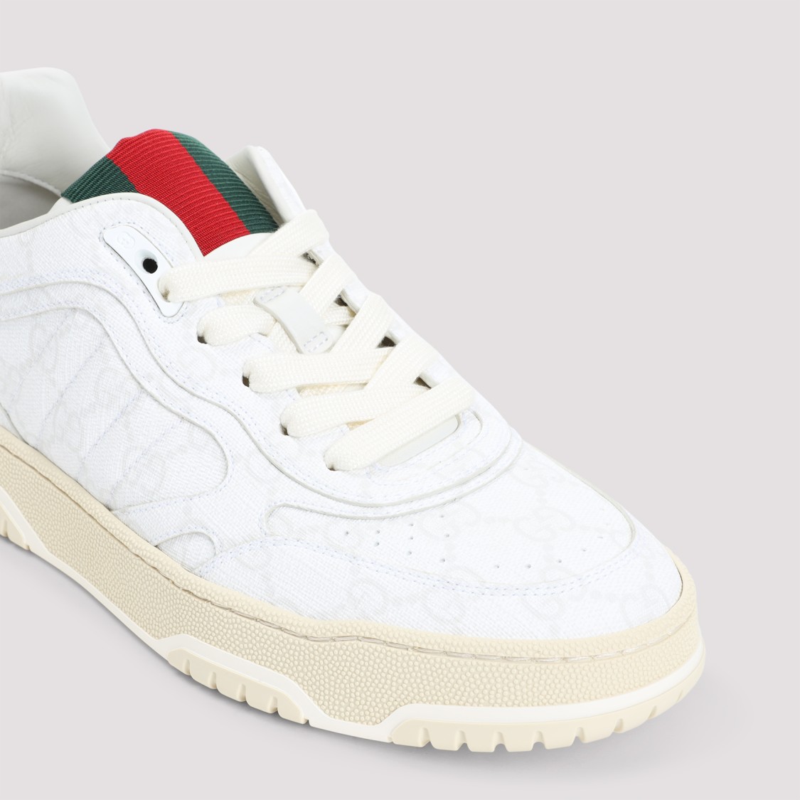 Shop Gucci Textured White Sneakers With Cushioned Sole