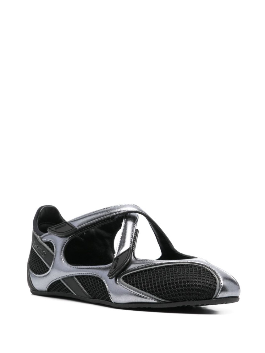 Attico The  Modern Flat Shoes With Cross-strap Detail In Black