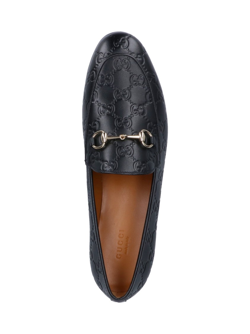Gucci Jordaan Embossed Leather Loafers In Black