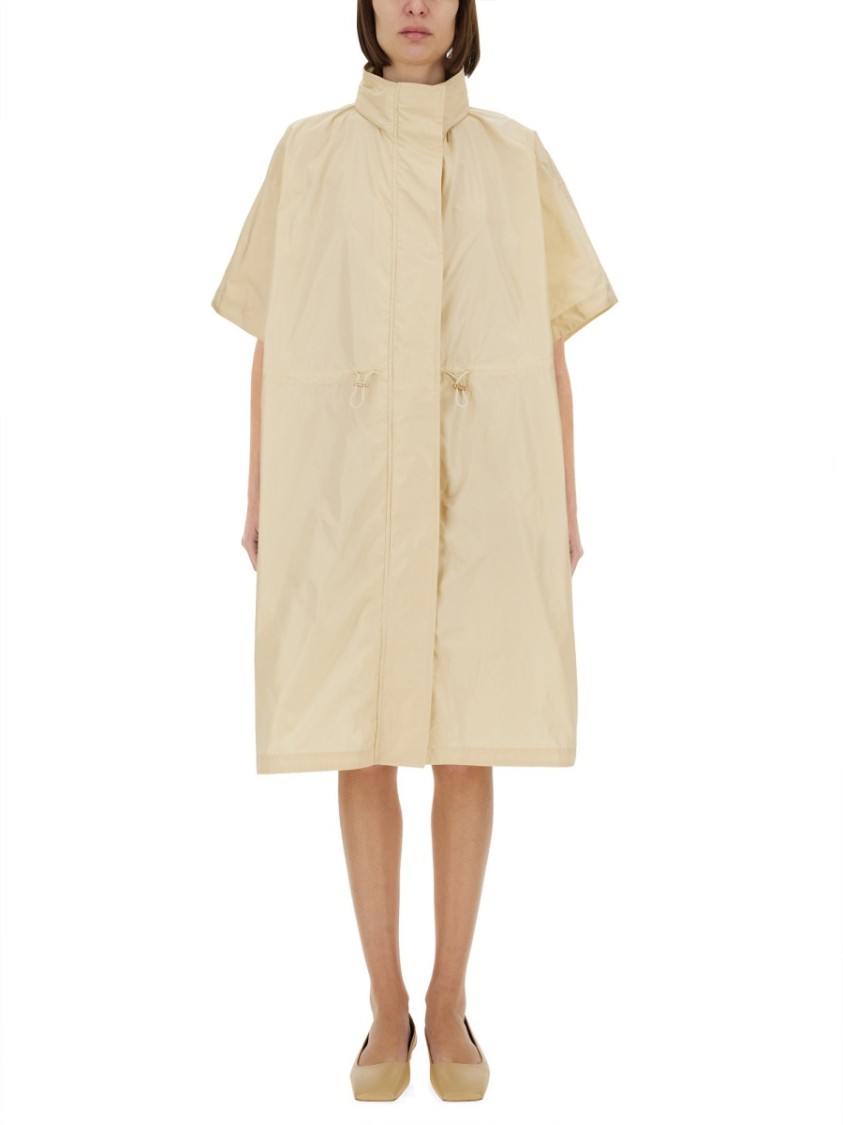 FABIANA FILIPPI FABIANA FILIPPI TECHNICAL TAFFETA HOODED COAT WITH ADJUSTABLE DRAWSTRINGS