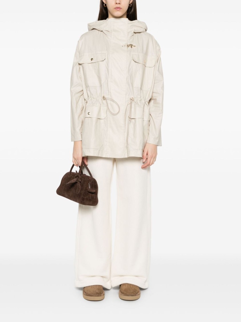 Fay Versatile White Parka With Customizable Silhouette In Neutral