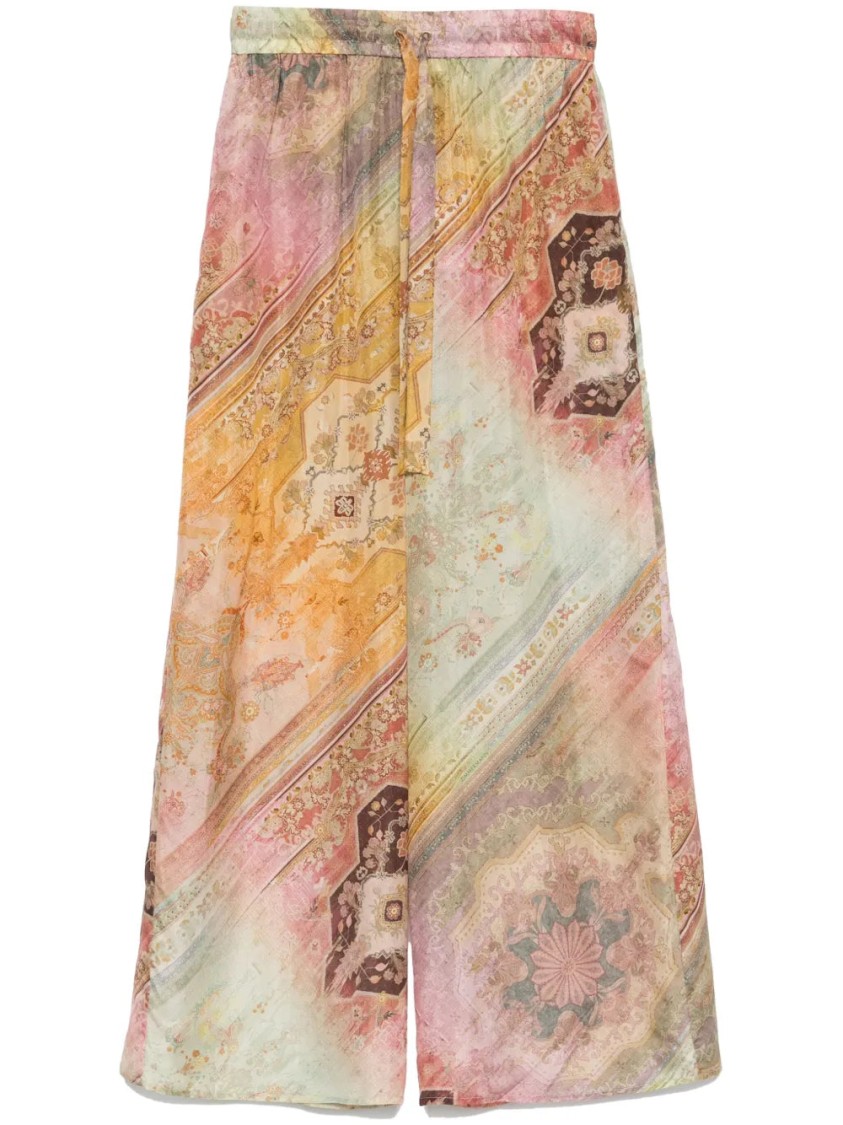 Zimmermann Womens Ombre Multi Tallow Relaxed-fit Silk Trousers Xs In Neutrals