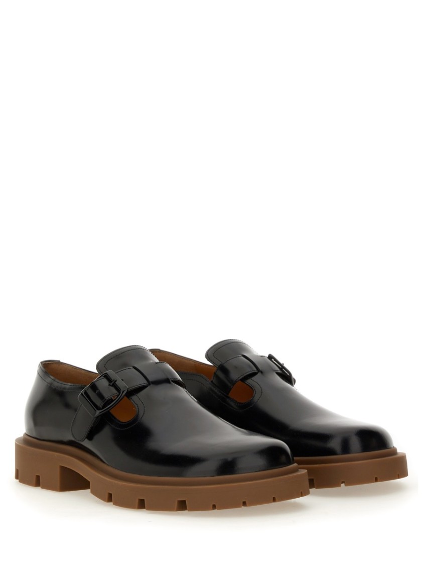 Maison Margiela Leather Monk Shoes In Black