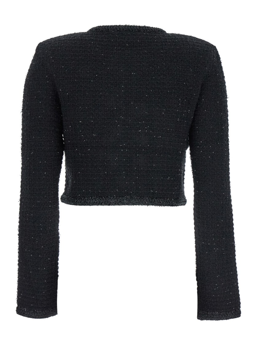 Self-portrait Self Portrait Women's Short Jacket With Sequins In Black