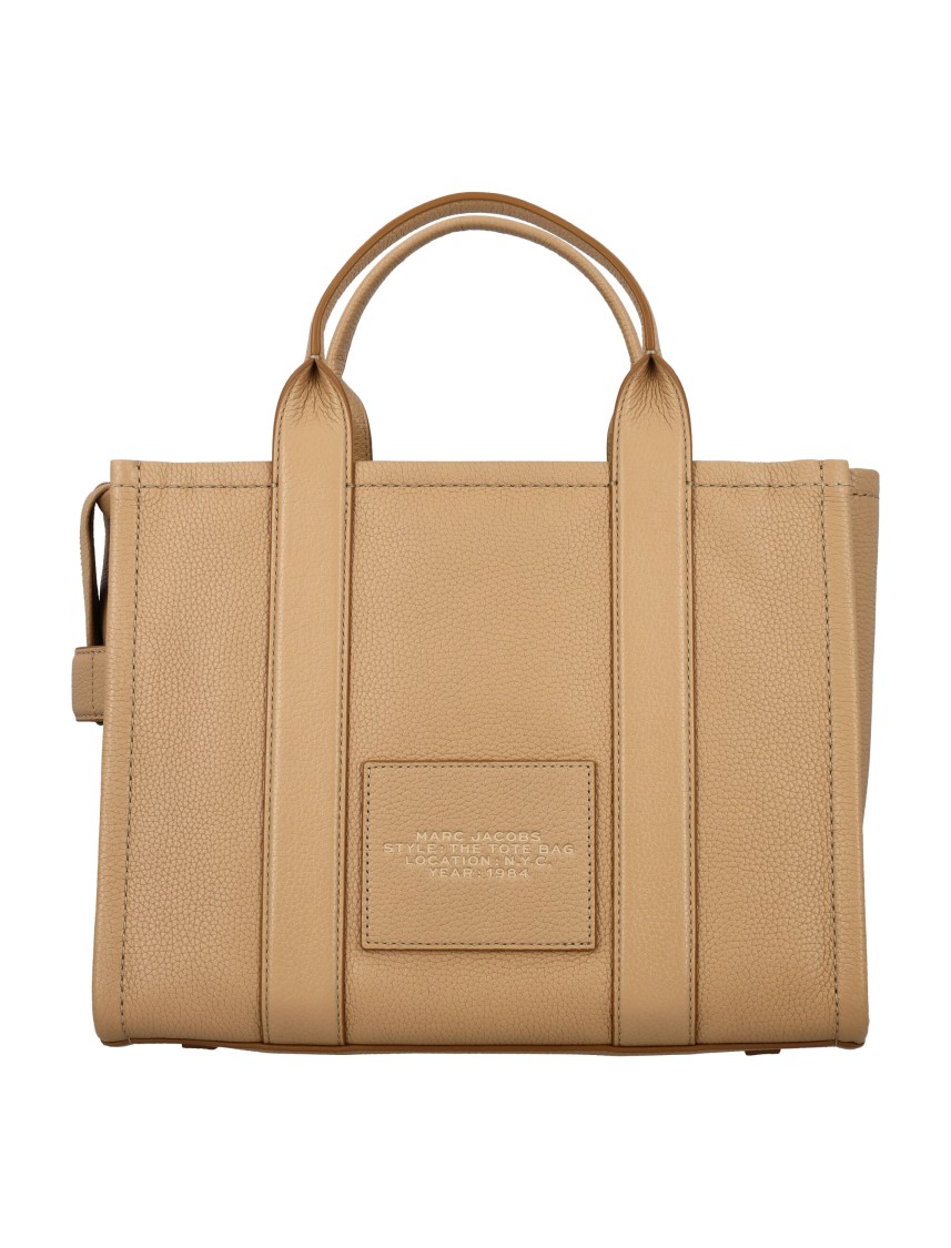 Shop Marc Jacobs The Leather Medium Tote Bag In Brown