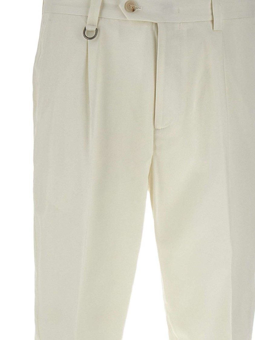 Paolo Pecora Tailored White Trousers In Pattern