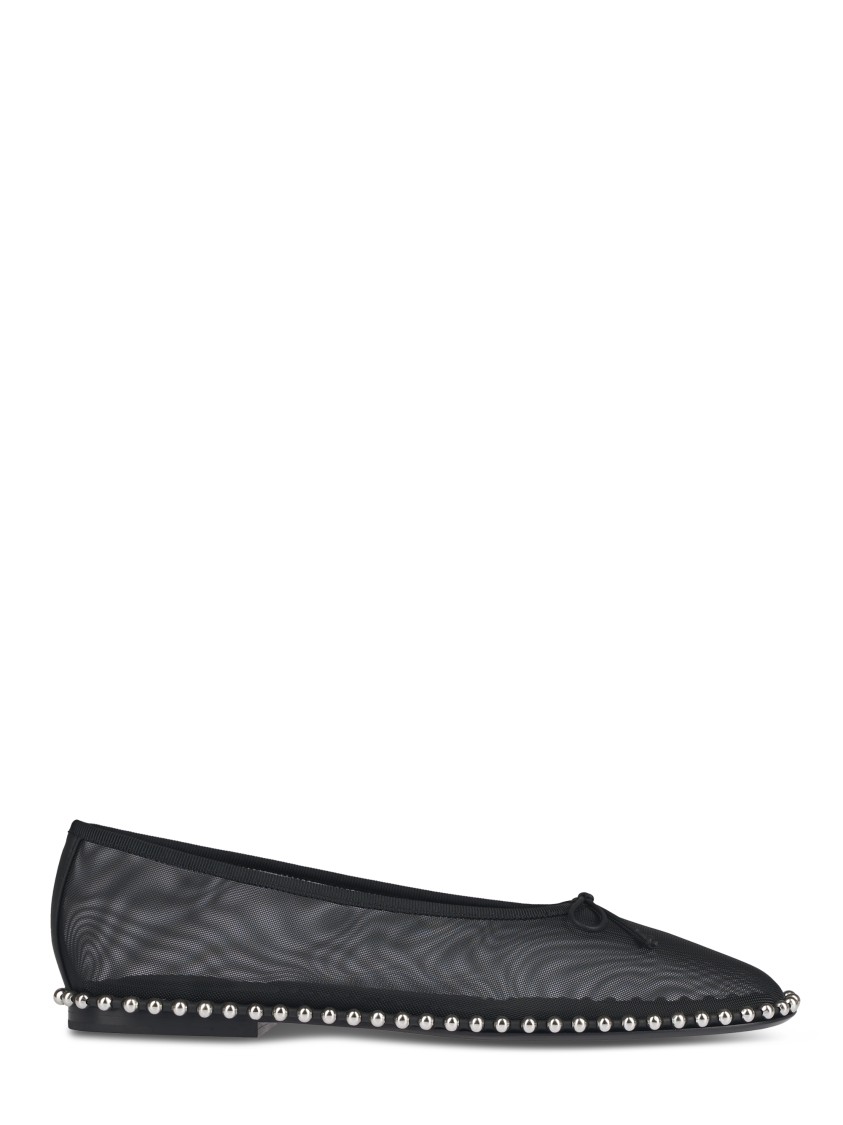 Alexander Wang Flat Shoes With Metallic Ball Chain Trim In Gray