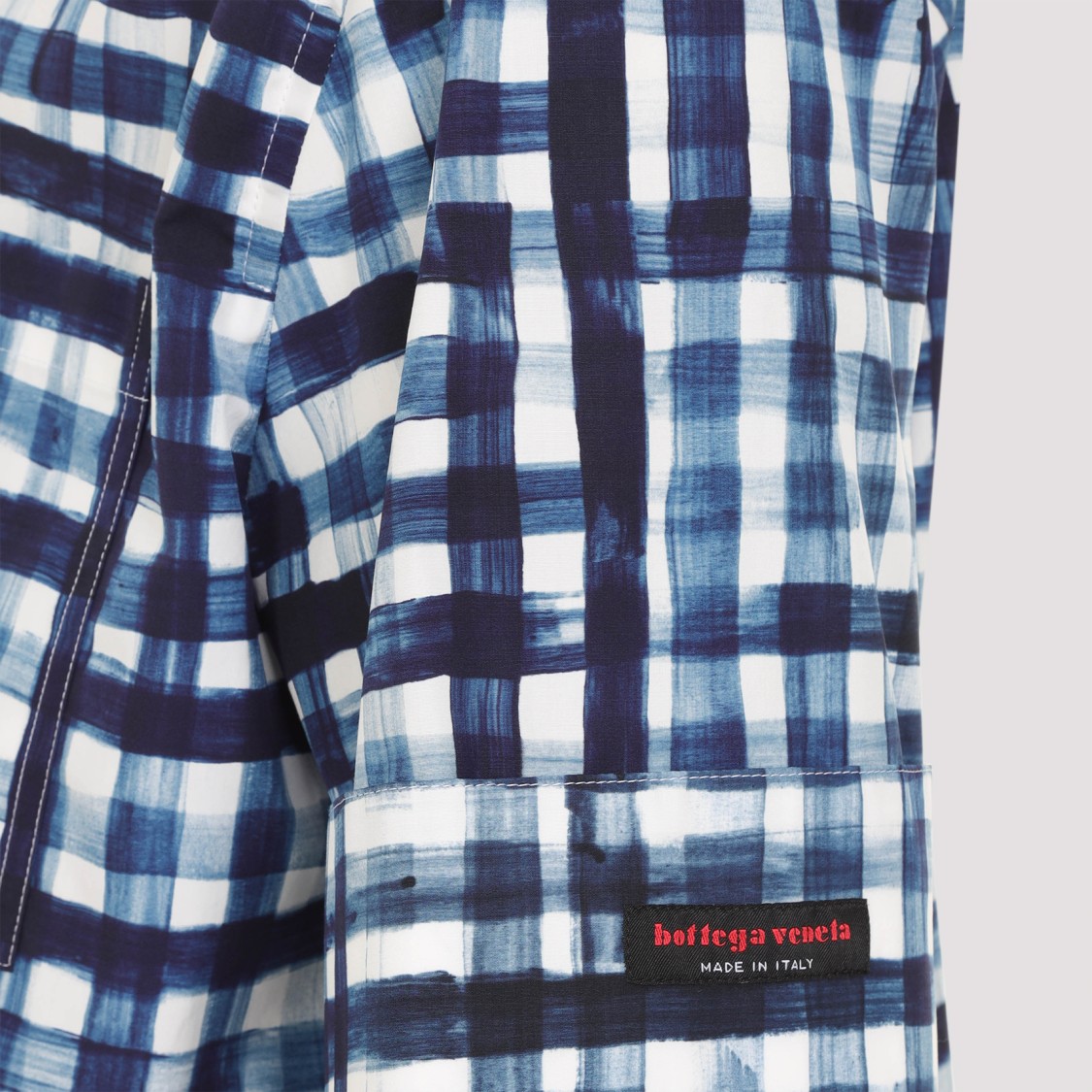 Shop Bottega Veneta Plaid Short-sleeve Shirt In 100% Cotton In Blue