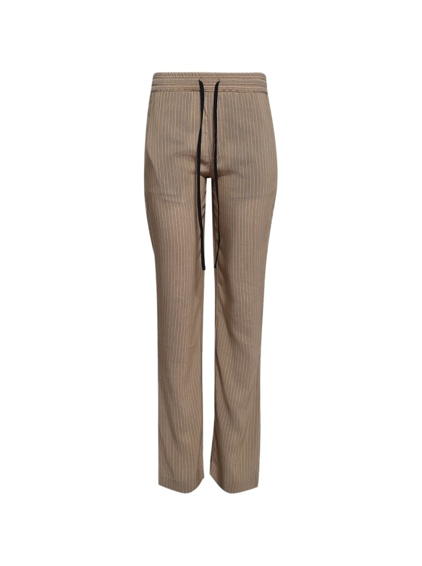 Victoria Beckham Pleat Detail Pyjama Trouser Tobacco And Midnight In Brown