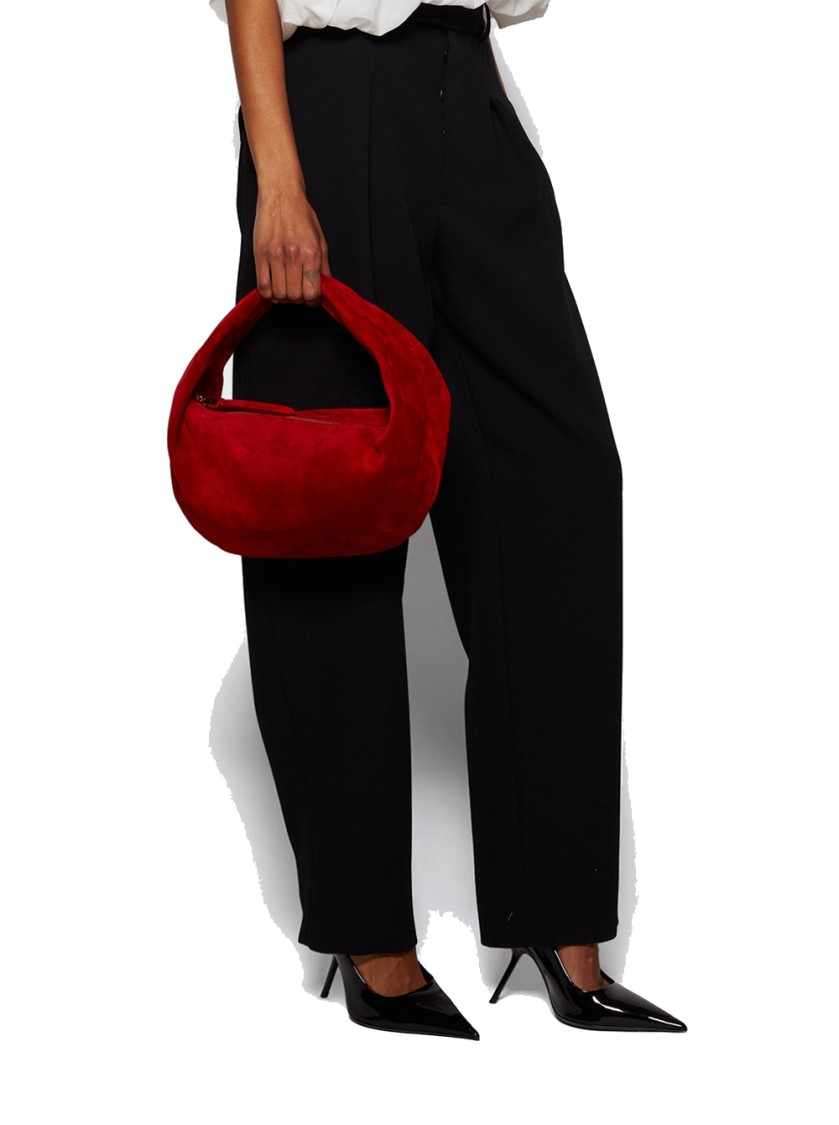 Khaite Medium Olivia Hobo Bag Rebel Red Suede In Red