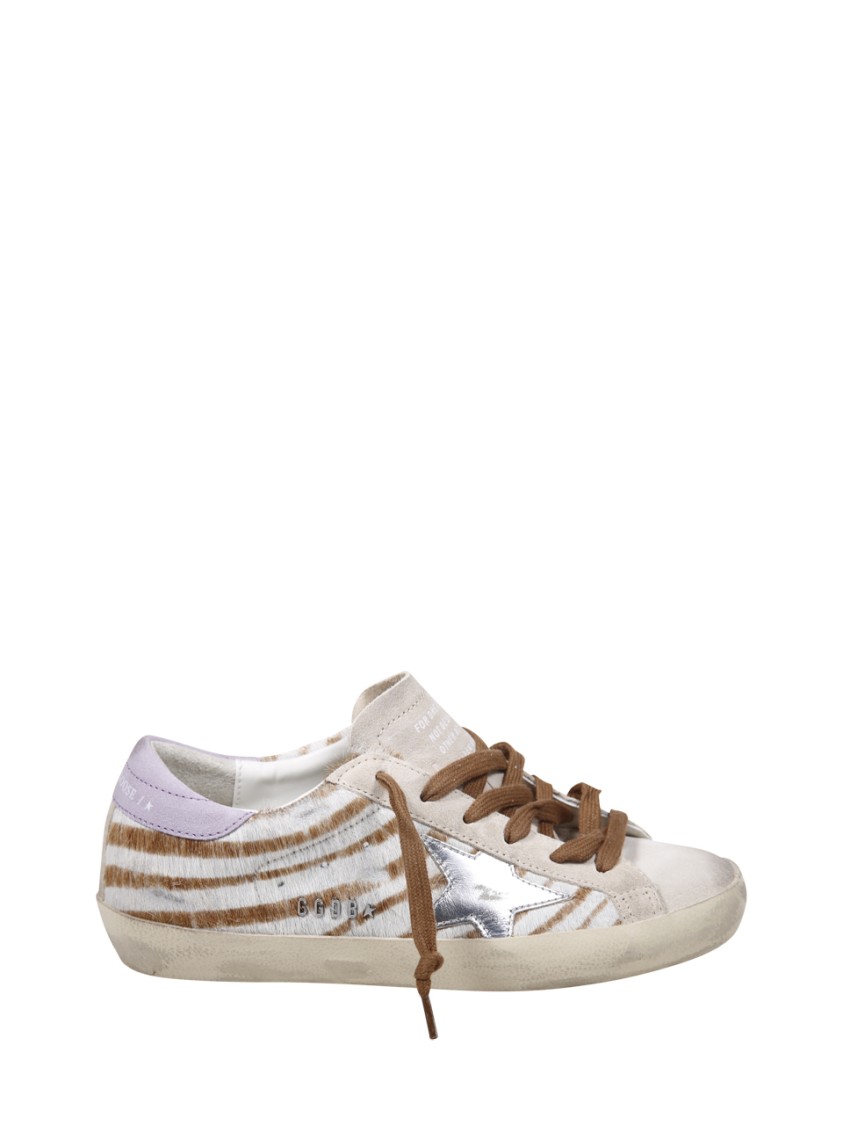 Shop Golden Goose Super-star Zebra Horsy Upper Suede Toe And Heel Laminated Star