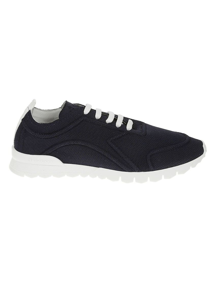 Kiton Blue Sneakers With White Accents In Black