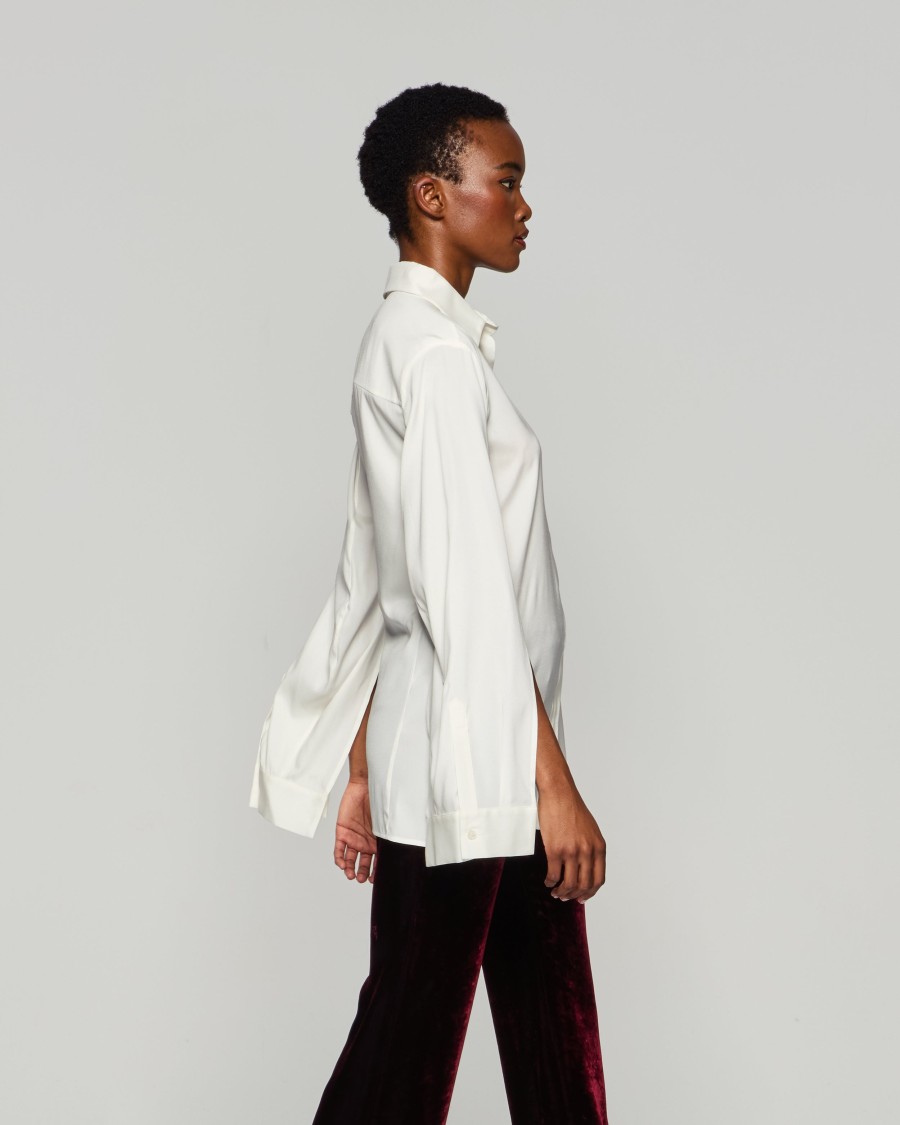 Serena Bute Silk Cape Sleeve Shirt - Cream In Neutrals