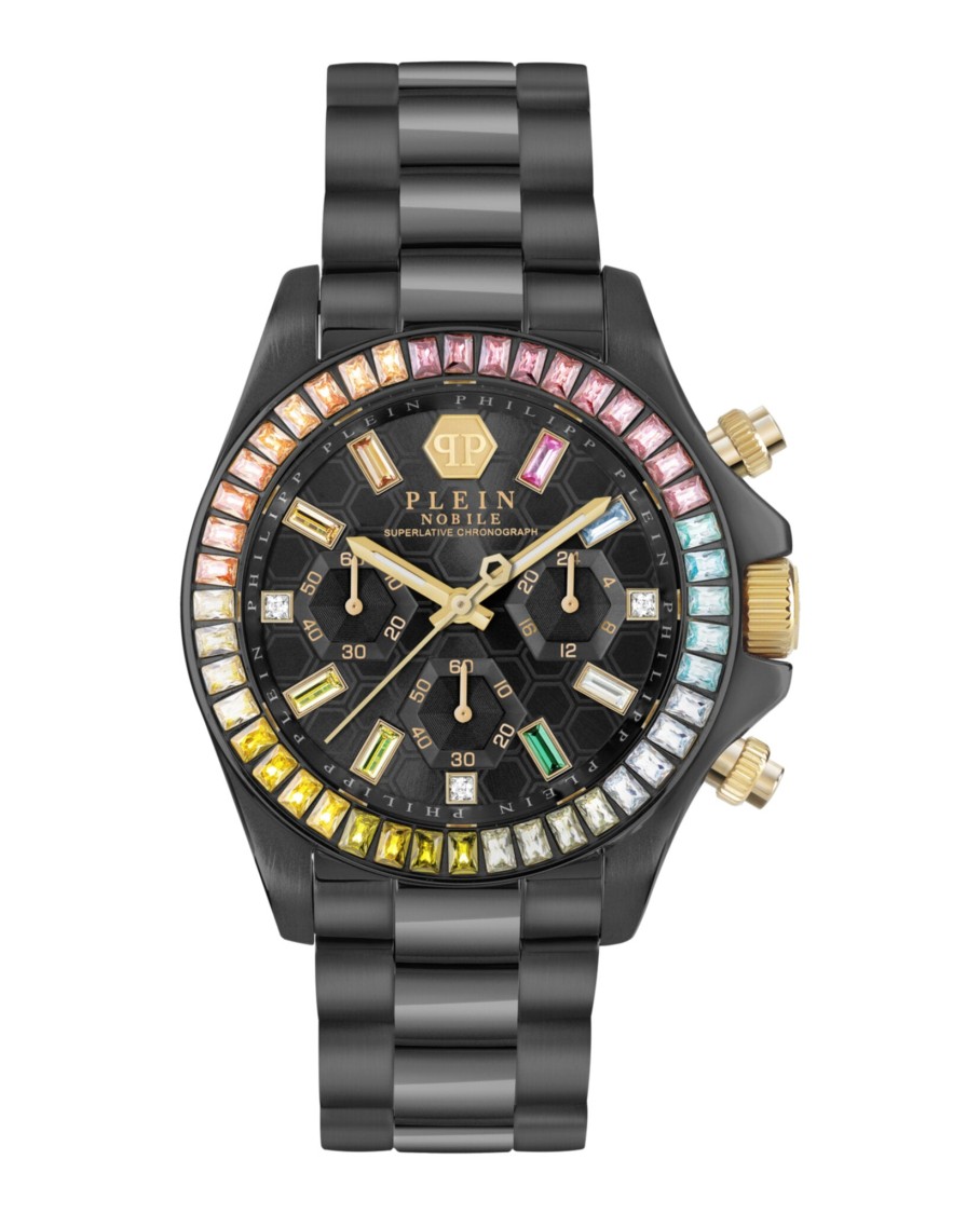 Philipp Plein Nobile Lady Crystal Watch Woman Wrist Watch Black Size Onesize Stainless Steel In Black
