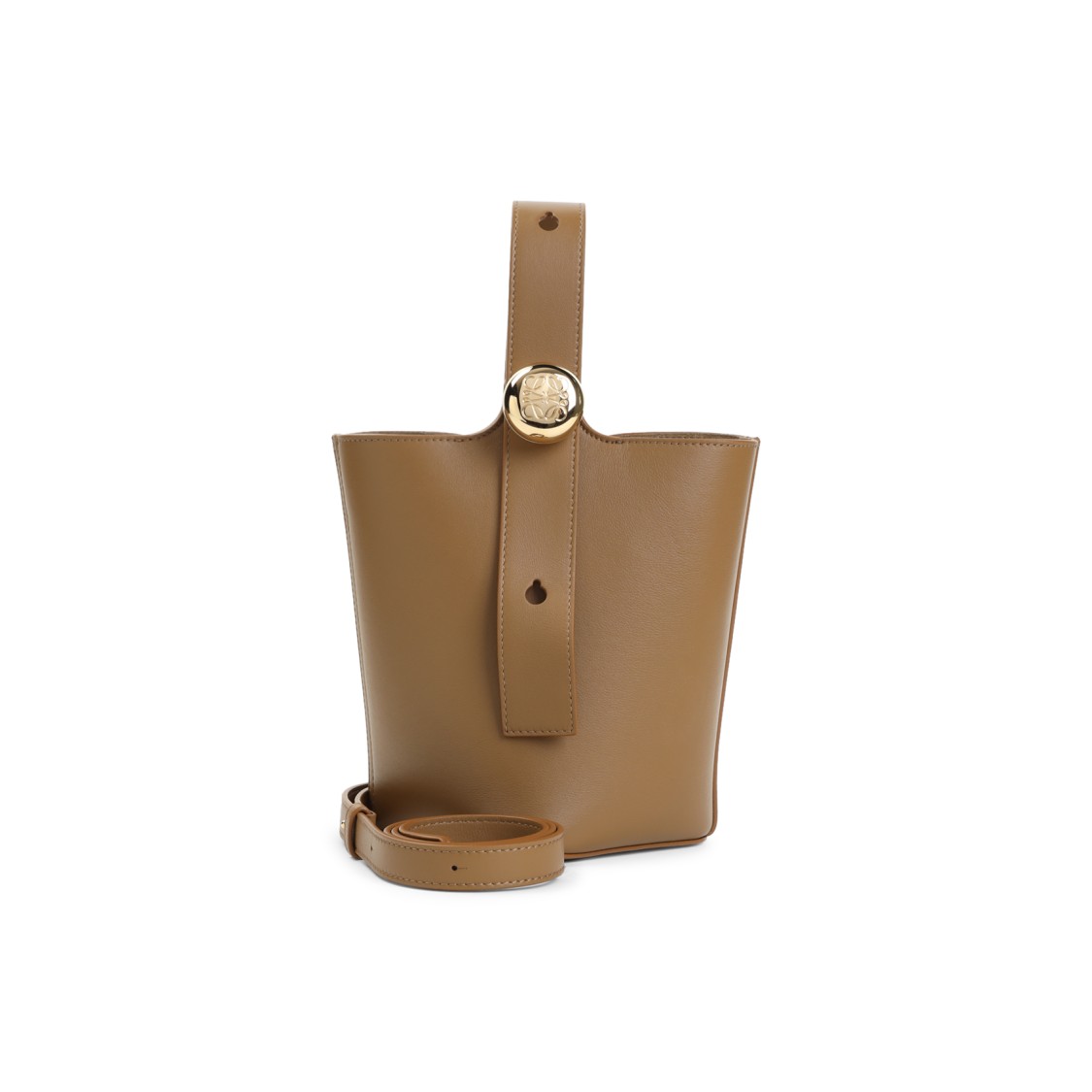 Loewe Pebble Mini Brown Leather Bucket Bag