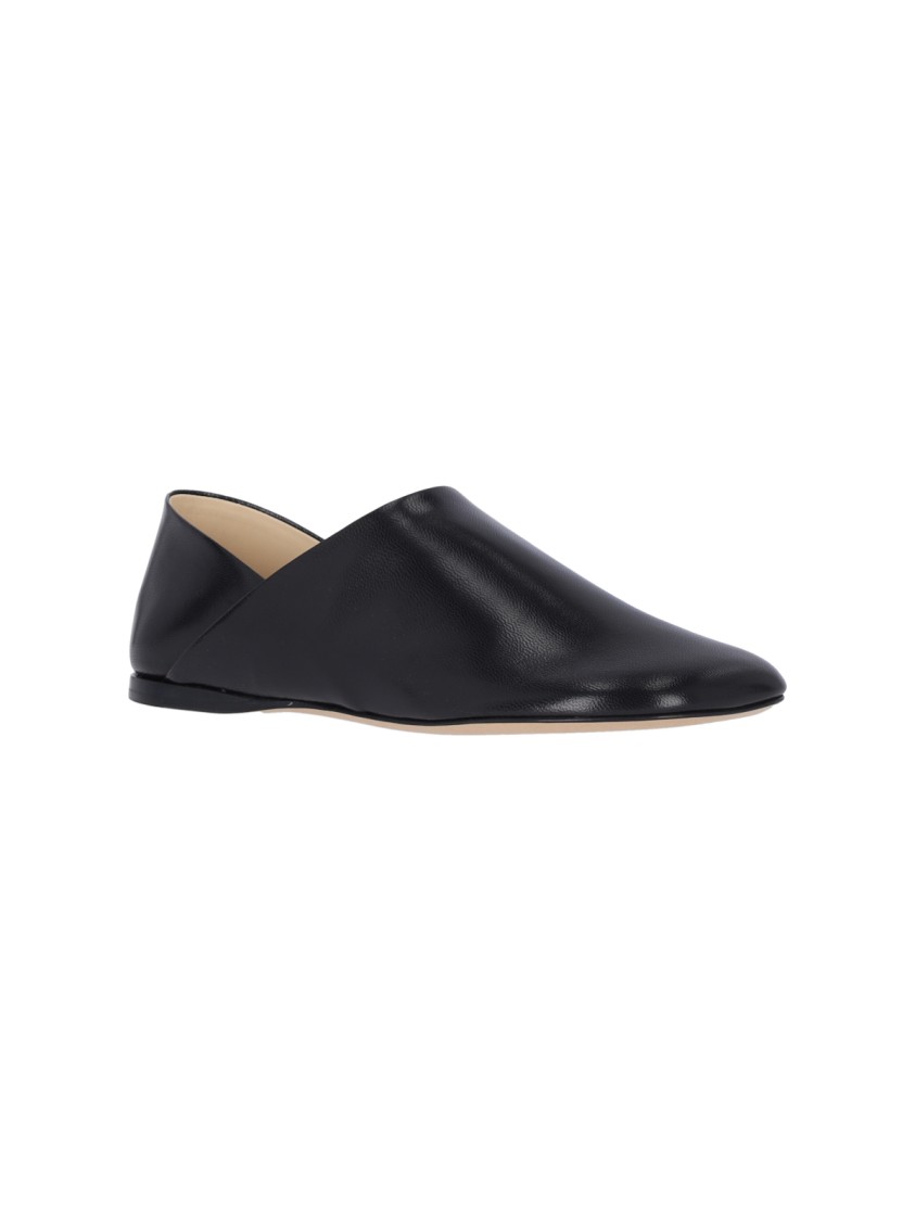 Loewe Pointed Toe Black Sandals In Goat Leather In Black