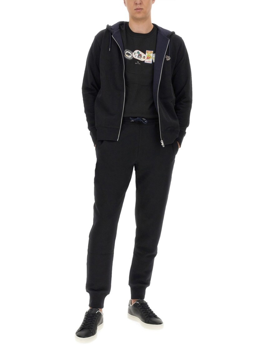 PS BY PAUL SMITH PS PAUL SMITH PLAYFUL ZEBRA PATCH BLACK HOODIE